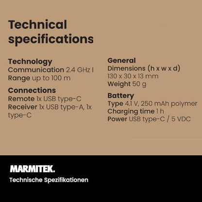 Wireless Presenter - Advanced Presentation Clicker with Digital Pointer, Zoom & Air Mouse Function by Marmitek