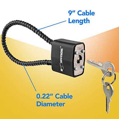 BOOMSTICK Gun Cable Lock with Key – 9” Heavy Duty Steel Cable – Universal Fit for Handguns, Rifles & Shotguns – Vinyl-Coated Wire Lock for Firearm Safety & Security – Keyed Different