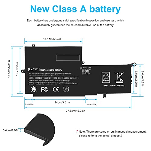 Fancy Buying PK03XL Laptop Battery Replacement for HP Spectre Pro X360 G1 G2 Spectre 13-4000 13-4100 13-4200 13-4000nf 13-4006tu 13-4103dx 13-4003dx Laptop 789116-005 788237-2C1 HSTNN-DB6S TPN-Q157 - size: 10.94*5.31*0.16inch PK03XL