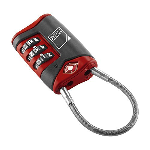 Lewis N. Clark TSA-Approved Combination Luggage Lock with Steel Cable (2-Pack), Red, One Size - color: Red, size: 2 Pack