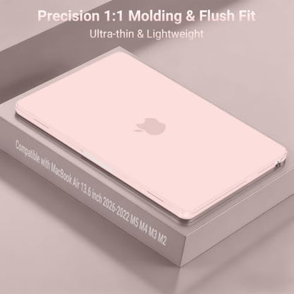 MOSISO Compatible with MacBook Air 13 inch Case M5 2026 M4 M3 M2 2025-2022 | A3449 A3240 A3113 A2681, Hard Shell&Keyboard Cover&Screen Film&Pouch for MacBook Air 13.6 inch Case, Chalk Pink - color: Chalk Pink