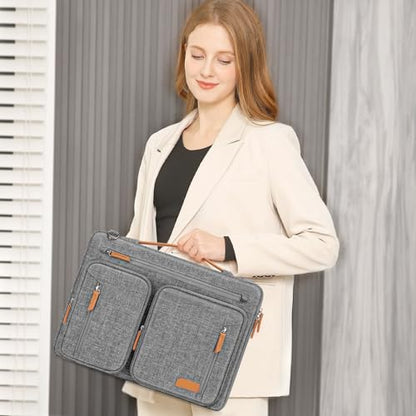MOSISO 360 Protective Laptop Bag, Computer Bags | Side Open Messenger Bag with Trolley Sleeve&5 Pockets - color: Gray