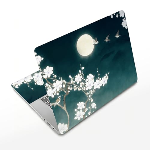3Pcs Laptop Skin Sticker Decal Chinese Painting PVC Laptop Sticker Fits for 12-16 Inch Notebook Waterproof Scratch Proof Tradition Universal Notebook PC Personalized Protector Gift - style: cyan background flower branches