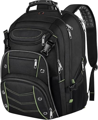 VECKUSON 18.4 Laptop Backpack for Men, 55L Extra Large Gaming Laptops Backpack,TSA Friendly Flight Approved and RFID Anti-Theft Pocket - color: Green