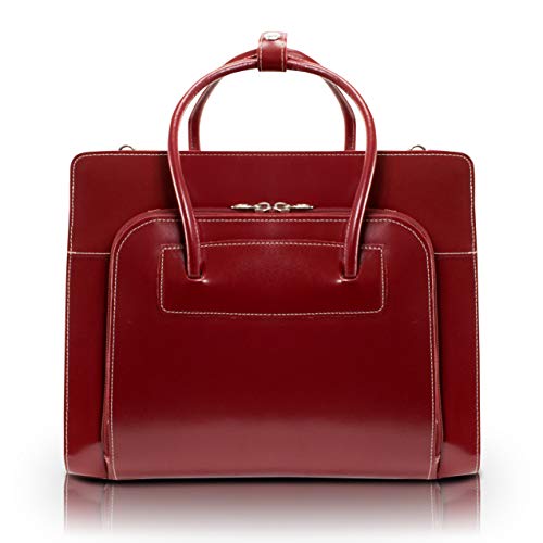 McKlein LAKE FOREST, 15" Leather Business Women Laptop/Tablet Briefcase Bag/Leather Case, Computer Travel Case, Laptop Professional Shoulder Bag - color: Red