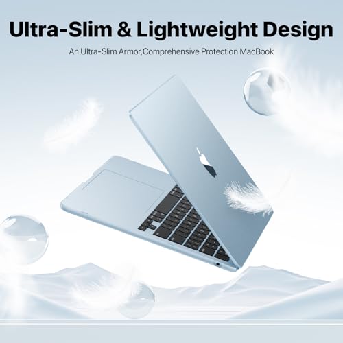 Macaset for MacBook Air 15 inch Case M5 M4-M2 2026 2025-2023 Laptop Cover | 100% Match Official Color | Closes Seamlessly | Hard Shell Laptop Cover | A3448 A3241 A3114 A2941 - color: Sky Blue Clear