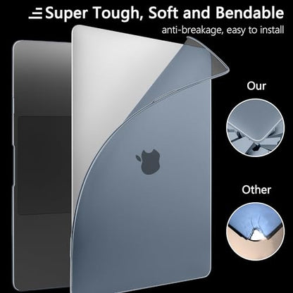 Batianda Matte Ultra-Thin MacBook Pro 13 inch Case 2022 2020 Release Model A2338 M1 M2 A2251 A2289 Fingerprint-Resistant, Precision Fit, Durable with TPU Keyboard Cover and OTG Adapter,Steel Blue - color: Steel Blue