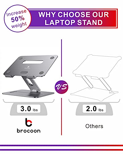 Adjustable MacBook Laptop Stand for Desk | Ergonomic Aluminum Laptop Riser with Heat-Vent, Compatible for 10-17" Laptops, Space Grey - color: BLSG-100