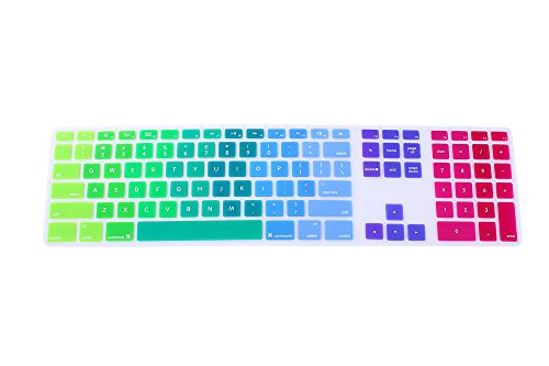 HRH Rainbow Silicone Keyboard Skin Cover for iMac Wired USB Full Size Keyboard with Numeric Keypad A1243(G6 MB110LL/B and MB110LL/A) - color: Dazzle Rainbow