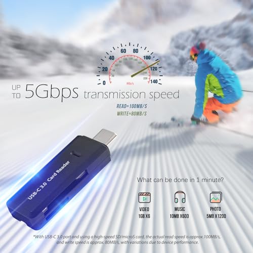 Micro SD Card Reader, 5Gbps 2-in-1 USB C Memory Card Reader for Digital Camera, SD Card Viewer with Dual Slot for SD, SDHC, SDXC, Micro SD, MicroSDHC, Micro SDXC, MMC, RS-MMC, TF Card (Black) - color: USB-C 3.0 Black