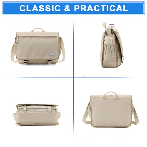 VASCHY Messenger Bag for Women,Water Resistant Casual Satchel Briefcase Fashion Laptop Work Bag Crossbody Shoulder Satchel for College Campus Apricot - color: Apricot