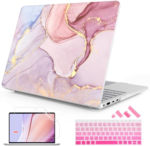 Mektron Case for 13.8" Microsoft Surface Laptop 8/7 (2026/2024) Surface Laptop 13.8 Inch Cover Fits Model 2036, Keyboard Cover +Screen Protector +Dust Plugs, Pink Marble - color: Pink Marble