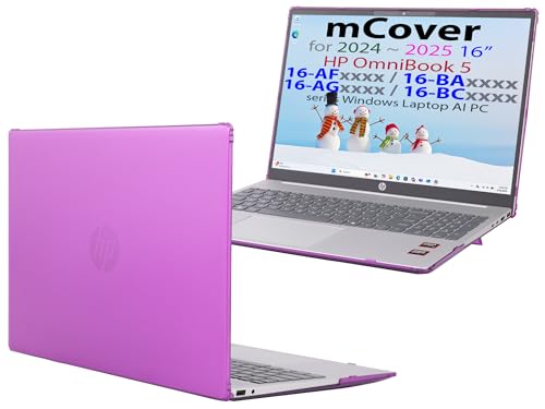 mCover Case ONLY Compatible for 16” 2024+ HP OmniBook 5 16-AF / 16-AG / 16-BAxxxx / 16-BCxxxx and Pavilion 16-AF / 16-AG0000 Series Windows AI Notebook PC (NOT Fitting Other HP Models)- Purple - color: Purple