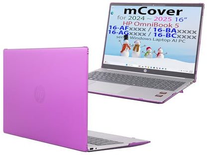 mCover Case ONLY Compatible for 16” 2024+ HP OmniBook 5 16-AF / 16-AG / 16-BAxxxx / 16-BCxxxx and Pavilion 16-AF / 16-AG0000 Series Windows AI Notebook PC (NOT Fitting Other HP Models)- Purple - color: Purple