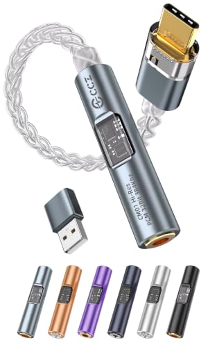 2026 Latest USB C DAC Audio Adapter with Headphone Amplifier, USB C to 3.5mm Audio Adapter for Wired Headphones, Hi-Res Type C DAC Compatible with iPhone 15, Android, Laptop & Tablet - color: Argent, size: 001
