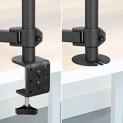 Mount-It! Laptop Desk Mount with Pole, Height Adjustable Laptop Stand Mount for Desk with Vented Tray, Full Motion Laptop Arm for 11–17 Inch Laptops, 22 lb Capacity, Clamp or Grommet Base
