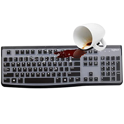 Silicone Keyboard Cover for Logitech K120 & MK120 Ergonomic Desktop USB Wired Keyboard, Logitech K120 & MK120 Keyboard Protective Skin US Layout (NOT Fit Other Model) -Black - color: Black