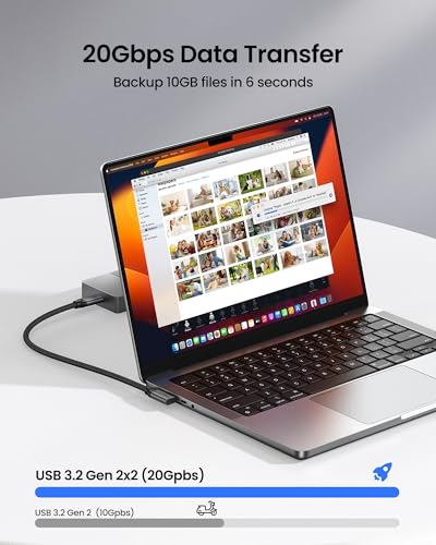 Silkland 20Gbps USB C Data Cable Right Angle, Short 1FT 90 Degree USB C 3.2 Gen 2x2 High Speed Data Transfer Cable, 5K/4K 60Hz Monitor Display, 240W PD Charging, Compatible for SSD, Hub, Dock, eGPU - size: 1 Feet