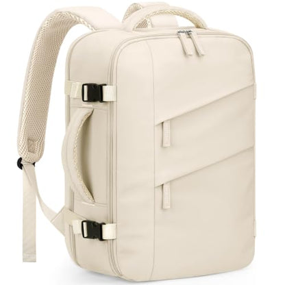 Capolo Travel Laptop Backpack Women Carry On Backpack Weekender Travel Bag | 25L Flight Approved,Waterproof Overnight Bag,College Bookbag,Work,3-4 Day Travel,Fits 17" Laptop (Large,Beige) - color: Beige, size: Large