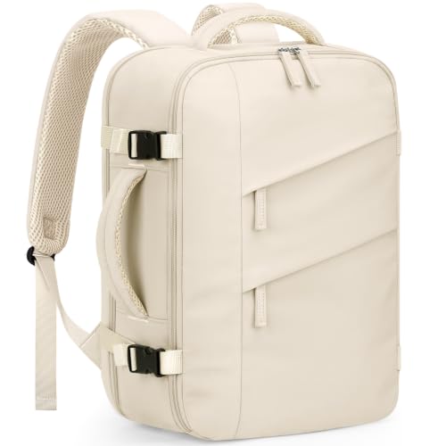 Capolo Travel Laptop Backpack Women Men Personal Item Weekender Travel Bag | 22L Flight Approved,Waterproof Overnight Bag,College Bookbag,Work,1-2 Day Travel,Fits 15.6" Laptop (Small,Beige) - color: Beige, size: Small