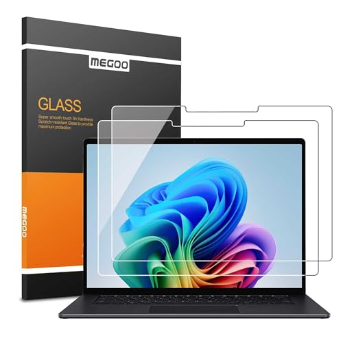 Megoo ArmorShield Screen Protector for Surface Laptop 13 Inch (2025) | Tempered Glass, [9H+ Military Grade] [3X Shatterproof Protection], HD Clear, Easy Installation, 2 Pack - size: Laptop 13" (2025)