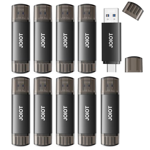 32GB USB C Flash Drive Dual USB 3.0 Flash Drive Type C + USB A Portable Type-C Flash Drive 2-in-1 USB-C Thumb Drive for Smartphone Tablet Computer Mac iPhone 16 Black (10 Pack) - size: 32GB (USB 3.0), style: 10 Pack