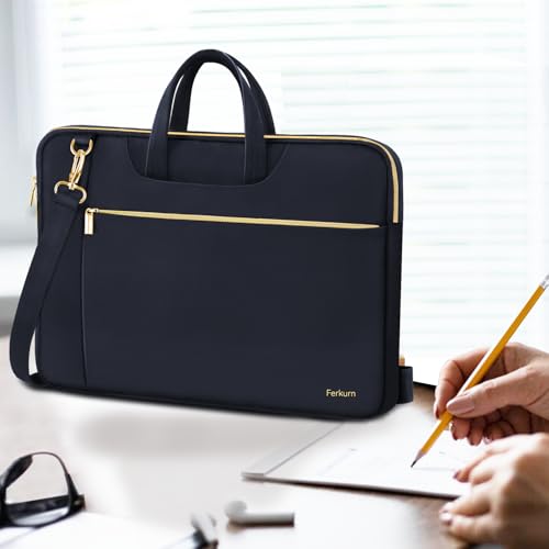 Ferkurn Laptop Case Bag Women Men Computer Sleeve with Shoulder Compatible with HP/Inspiron/Thinkpad/Vivobook/MSI/Surface, 17.3 inch, Deep Indigo - color: Deep Indigo, size: 17.3 inch