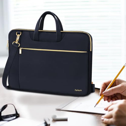 Ferkurn Laptop Case Bag Women Men Computer Sleeve with Shoulder Compatible with HP/Inspiron/Thinkpad/Vivobook/MSI/Surface, 17.3 inch, Deep Indigo - color: Deep Indigo, size: 17.3 inch