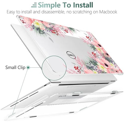 Batianda Blush Garden Case for Dell XPS 13 Laptop 2024 2025 | Fits Model 9340/9345/9350 13.4" Display, Lightweight Slim Hard Shell Protection for Women, Students and Floral Lovers - color: Pink flowers