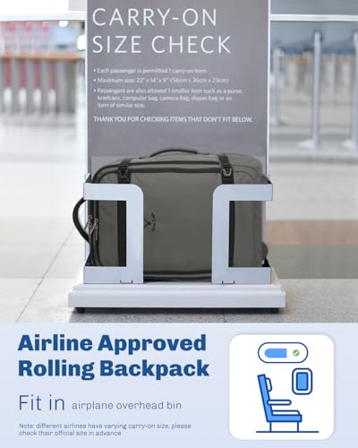 Hynes Eagle Rolling Backpack 42L Backpack with Wheels Airline Approved Carry on Luggage Laptop Travel Suitcase Bag for Women Men Dark Grey with 3PCS Packing Cubes Set Grey - color: Dark Grey