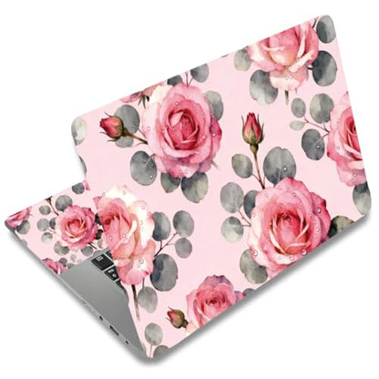 SUPERDANT 3Pcs Pink Rose Laptop Skin Sticker Universal PVC Floral Decal Wrap Scratch Proof Remains Free Notebook Cover for Office Travel Dorm Decor 14.9x10.6in - style: Pink Rose