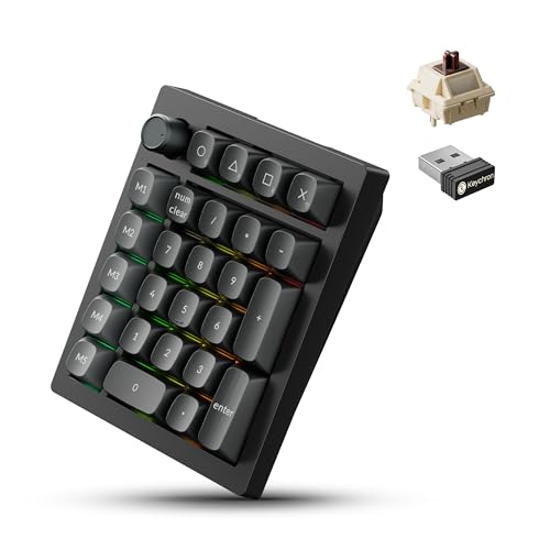 Keychron V0 Ultra 8K Polling Rate Wireless (2.4 GHz & Bluetooth) ZMK Custom Number Pad with Hot-swappable Brown Switches 360-Hr Battery OSA PBT Keycaps RGB Backllit for Mac Windows Linux - color: Hot-swappable Brown Switch