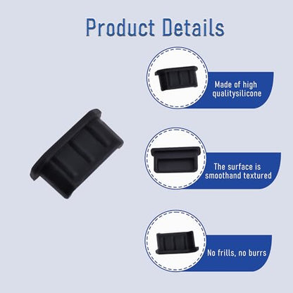 10 PCS Mini-HDMI Port Anti-dust Plugs, Silicone Covers Caps Stoppers, Port Protector for TV Computer Digital Socket Printer, 0.39 x 0.1 (LxW) - size: Mini-HDMI/Black/10 PCS