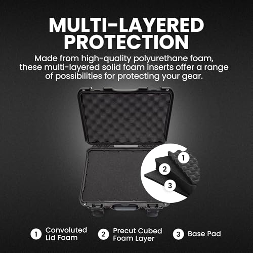 NANUK 910 Hard Case with Customizable Cubed Foam, IP67 Waterproof, Dustproof and Impact Resistant, 14.3” x 11.1” x 4.7”, Rugged Construction for Ultimate Protection, Made in Canada – Black - color: Black, style: Cubed Foam