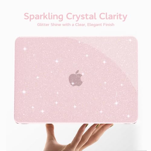 B BELK Glitter Case for MacBook Neo 13 inch 2026 Release Model A3404 | Clear Sparkly Scratch Resistant Protective Hard Shell for Mac Neo Case with Keyboard Cover & Screen Protector, Bling Pink - color: Glitter Blush