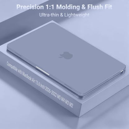 MOSISO Compatible with MacBook Air 13 inch Case M5 2026 M4 M3 M2 2025-2022 | A3449 A3240 A3113 A2681, Hard Shell&Keyboard Cover&Screen Film&Pouch for MacBook Air 13.6 inch Case, Lavender Gray - color: Lavender Gray