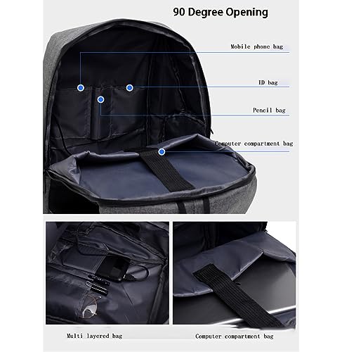 Men's Business Laptop Bag Multifunctional Rechargeable USB Backpack - color: Black