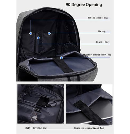 Men's Business Laptop Bag Multifunctional Rechargeable USB Backpack - color: Black