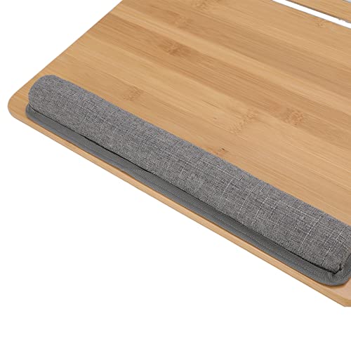 Lap Desk, Multifunction Bamboo Laptop Table with Cushion, Ergonomic Angle, Natural, Safe, Sturdy 3 in 1 Pillow Top Laptop Desk for Reading Writing Playing
