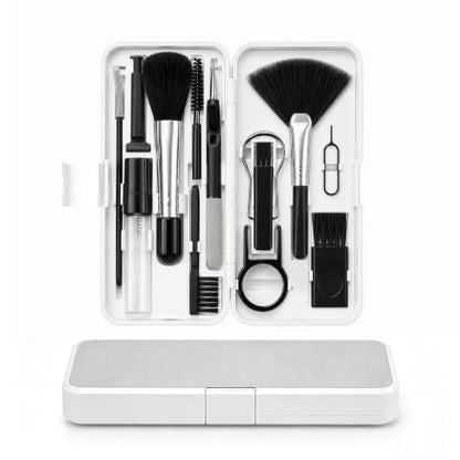 Keyboard Cleaning Kit, Laptop Cleaner for Computer MacBook iPhone AirPods, 18-in-1 Electronics Cleaning Tool with Brush Spray Microfiber Cloth for PC Screen Camera Monitor, White