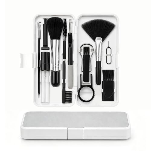 Keyboard Cleaning Kit, Laptop Cleaner for Computer MacBook iPhone AirPods, 18-in-1 Electronics Cleaning Tool with Brush Spray Microfiber Cloth for PC Screen Camera Monitor, White