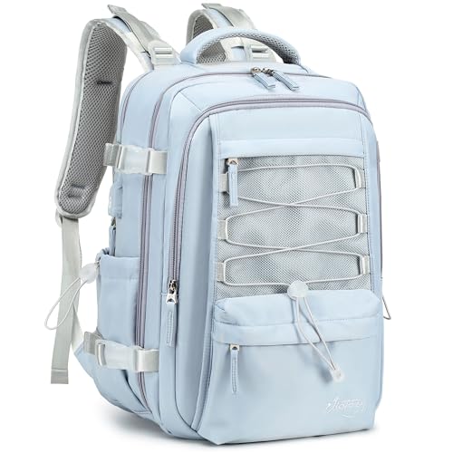 Travel Backpack for Women Men 15.6 Inch Laptop Backpacks with USB Port Carry on Backpack Flight Approved Large Back Pack College Bookbags Outdoor Sports Hiking Rucksack Casual Daypack ( Blue) - color: Blue, size: 15.6 Inch