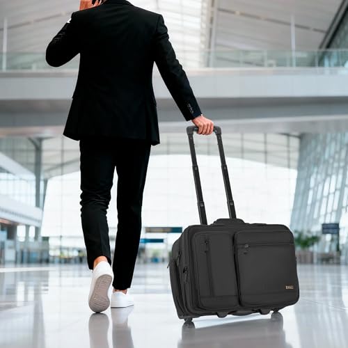 Rolling Laptop Bag for Women Men, Overnight Rolling Computer Bags Fits Up to 17.3 Inch Laptop for Travel/Work/Business