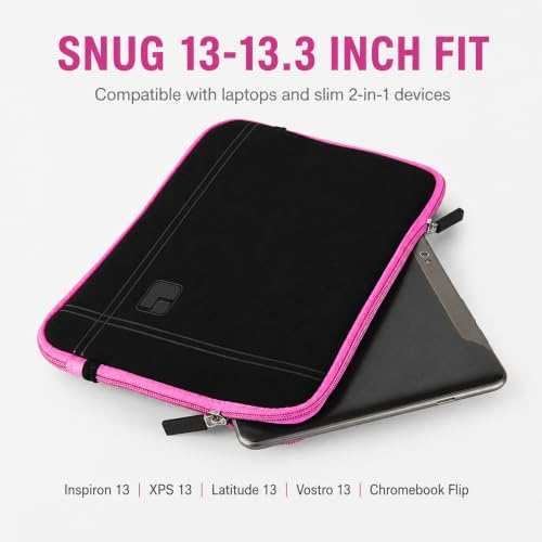 13 Inch Laptop Sleeve Case Water-Resistant Neoprene Padded Cover - Pink - color: Pink