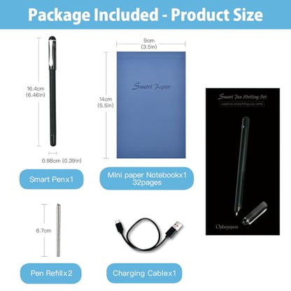 Smart Pen+Mini notebok, Digital Pen Real-time Sync for Digitizing, Storing, and Sharing Notes, Ideal Smart Pen for Note Taking, Drawing, Classroom, Offices, Compatible with Android and iOS