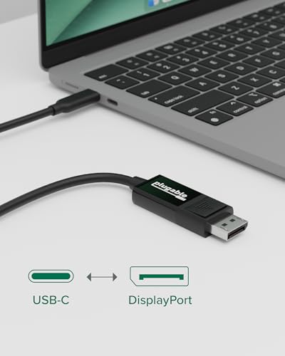 Plugable USB C to DisplayPort Bi Directional Cable 6 feet (1.8m), Up to 4K at 60Hz, USB C DisplayPort Cable - Compatible with Thunderbolt and USB-C - Driverless