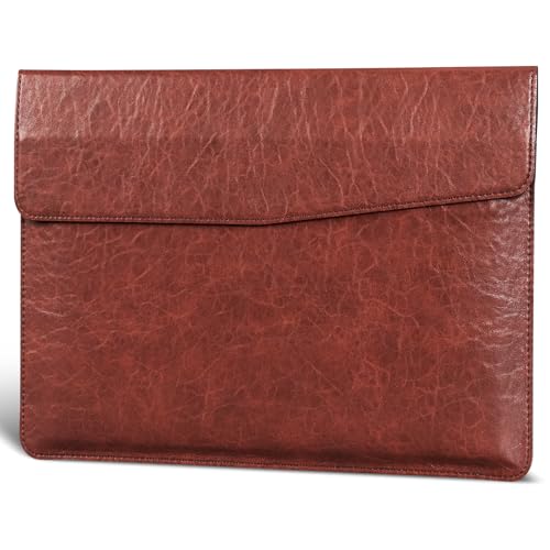 14" Leather Laptop Sleeve for MacBook Pro 14" M5-M1 Pro/Max Case | Premium Leather Laptop Cover for MacBook Air/Pro 13" ,Magnetic Buckle Closure Computer Protective Bag,Red Brown - color: Red Brown, size: for MacBook Pro 14"