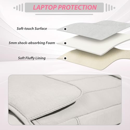 15.6 Inch Puffy Laptop Sleeve with Handle for Women Men, Gray | Compatible with Macbook Pro/Air/Neo Laptops, Laptop Case with Luggage Strap, Vertical Quilted Shoulder Bag for Travel Work - color: Gray