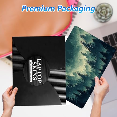Universal Laptop Skin Sticker Decal with 2 Wrist Pad Skins, Waterproof Scratch Vinyl Cover for 11–15.6 Inch MacBook, HP, Dell, Lenovo, Cutable & Reusable,Misty Teal Pine Forest - color: Misty Teal Pine Forest
