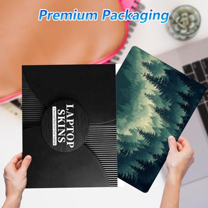 Universal Laptop Skin Sticker Decal with 2 Wrist Pad Skins, Waterproof Scratch Vinyl Cover for 11–15.6 Inch MacBook, HP, Dell, Lenovo, Cutable & Reusable,Misty Teal Pine Forest - color: Misty Teal Pine Forest